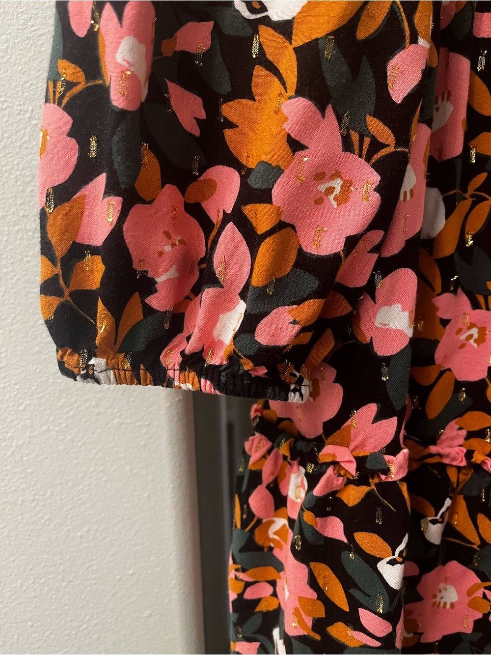 Black Floral Tiered Skirt - Pink & White Floral - Picture 4 of 6